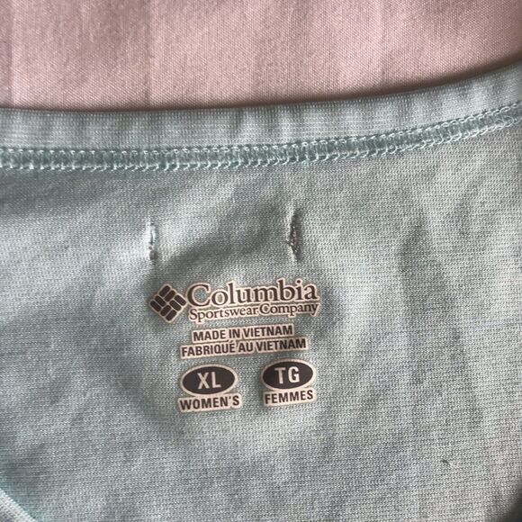 COLUMBIA Omni-Shade Sun Protection Womens Activewear S/S Top Blue Size XL EUC - Picture 2 of 7